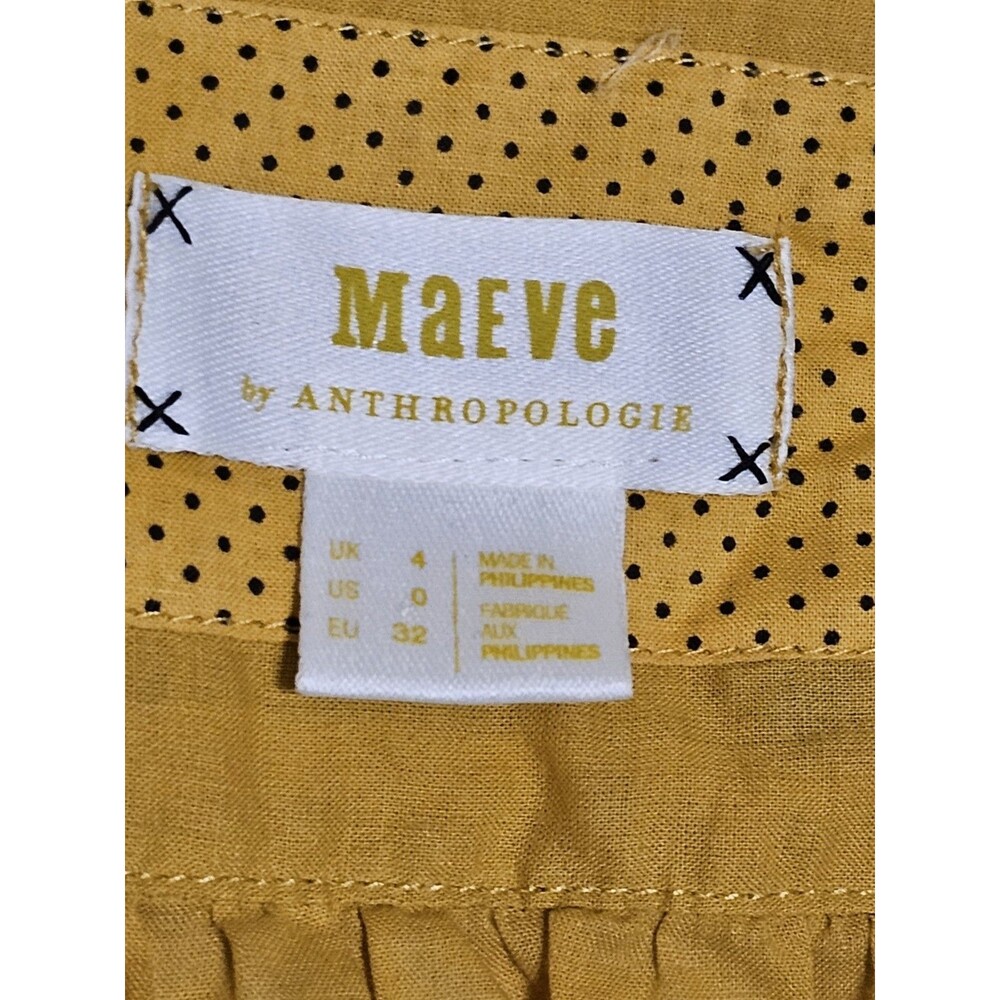 Maeve Anthropologie Bee Embroidered Long Sleeve Wrap Crop Top Yellow Sz 0 Flaw - Picture 6 of 13